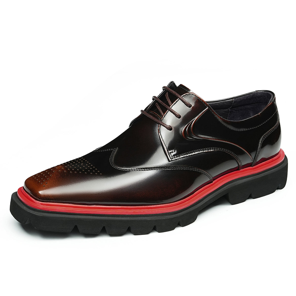 Men's Formal Wear Brogue British Style Lace Red Blue Edge Platform Men's Business Leather Shoes