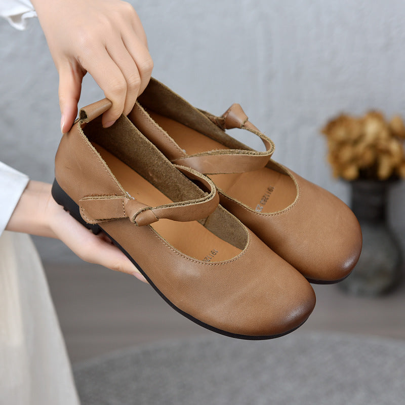 Women's & Men's Autumn Square Toe Flat Retro Soft Women's Shoes