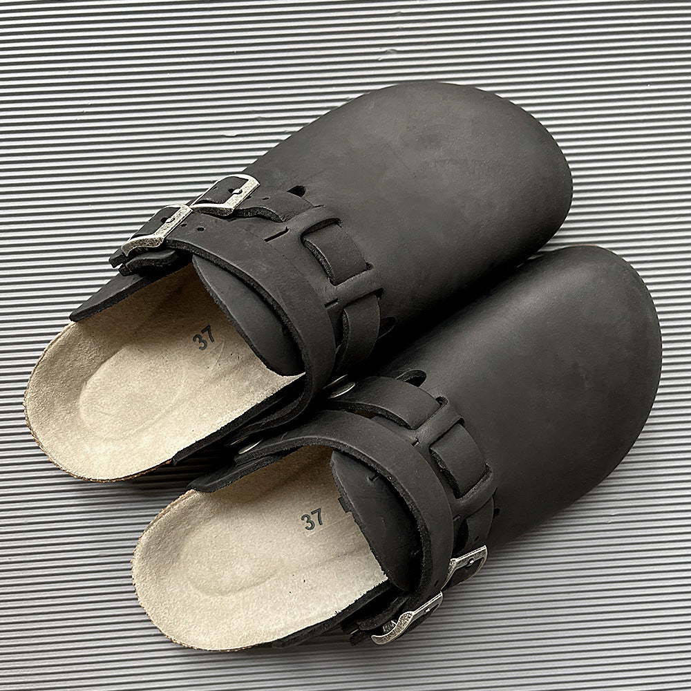 Women's Glamorous Cork Cowhide Retro Series Slippers