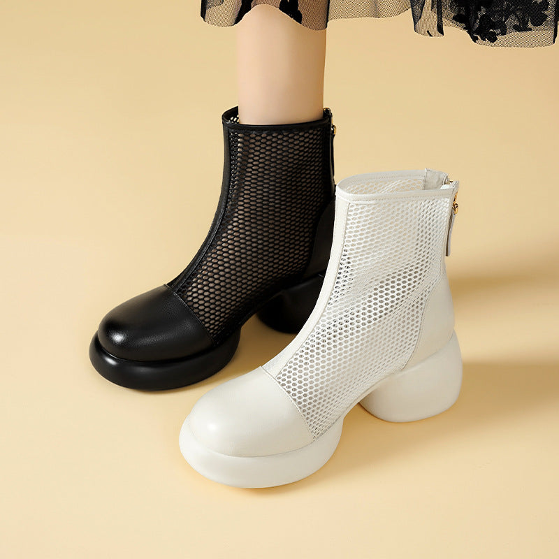 Women's Mesh Martin Thick Breathable Voile Hollow Booties Summer Sandals