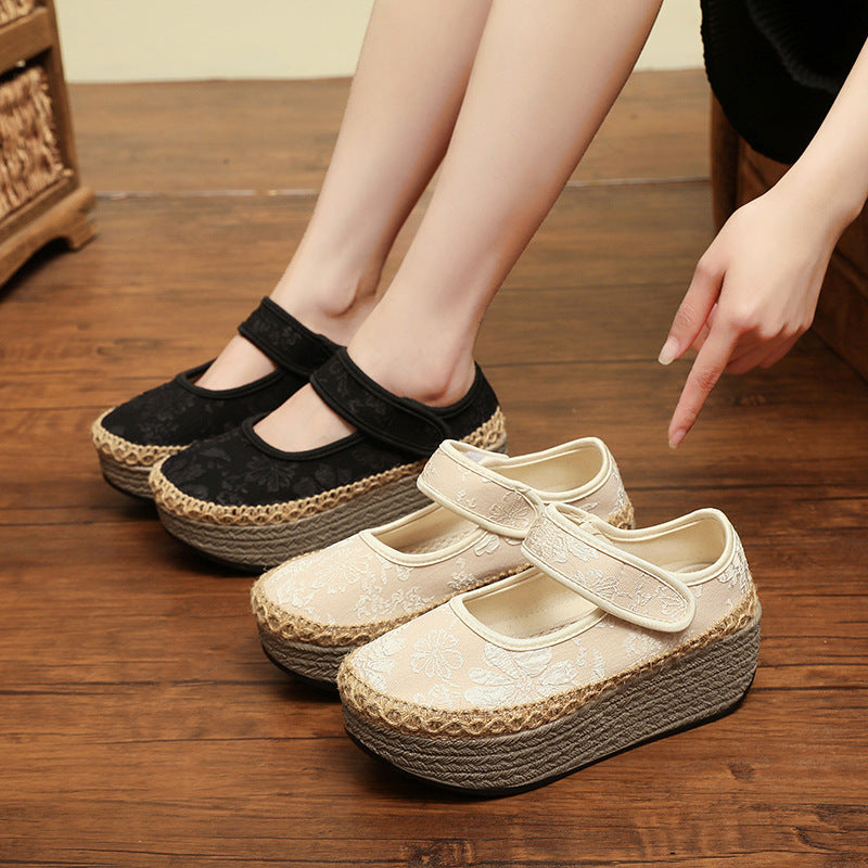 Four Plain Ancient Style National Fashion Canvas Shoes
