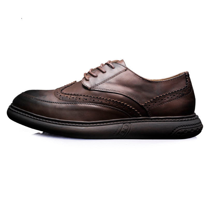 Men's Korean Genuine Style Retro Brogue British Men's Shoes