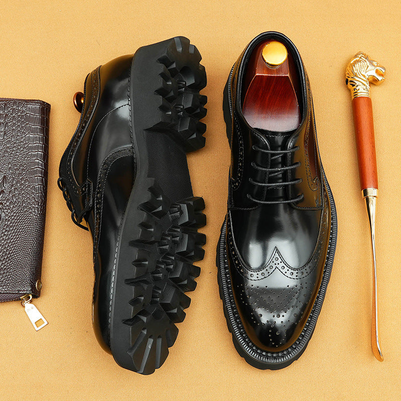 Men's Patent Glossy British Style Carving Brogue Leather Shoes