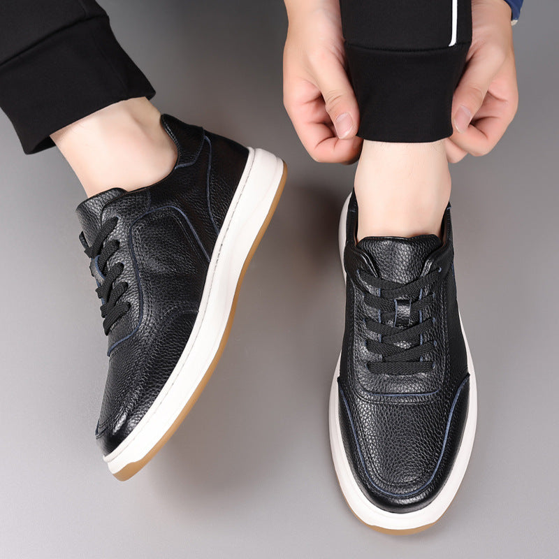 Men's First Layer Cowhide Genuine Breathable Section White Men's Casual Shoes