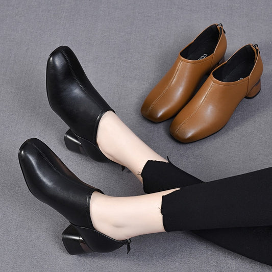 Women's Genuine Deep Mouth Pumps Square Toe Women's Shoes