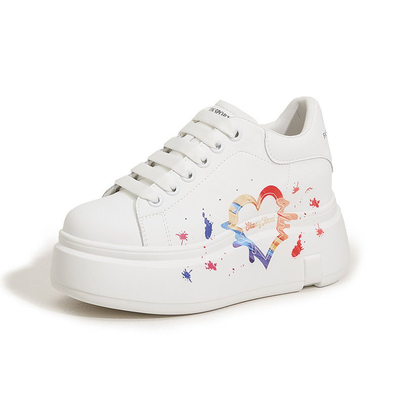 Women's Platform White Sports Leisure Height Increasing Casual Shoes