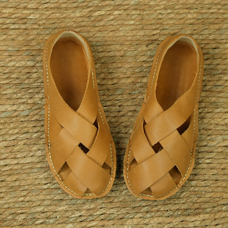 Women's Woven Handmade Cotton Linen Flat Pumps Breathable Sandals