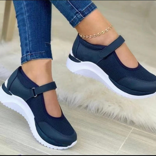 Women's Pumps Platform Flying Woven Breathable Velcro Casual Shoes