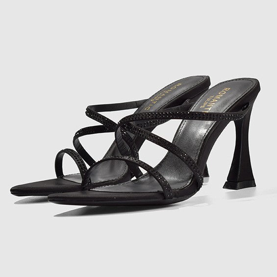 Women's Like Woman High Cross Strap Rhinestone Heels