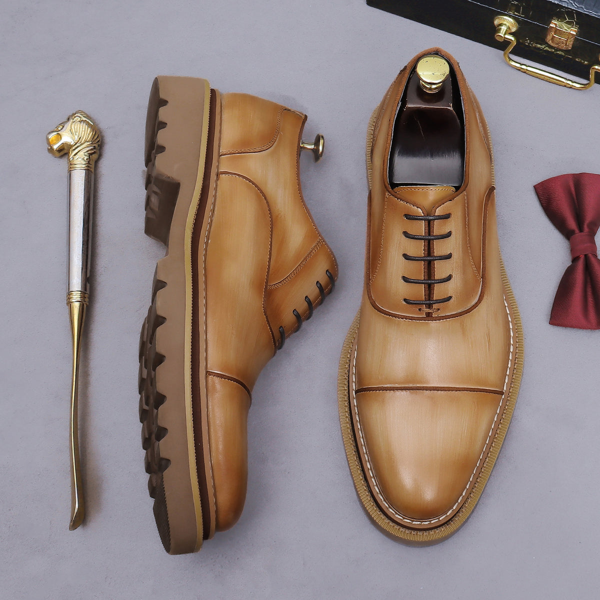 Men's Classic Wedding First Layer Cowhide Brushed Men's Shoes
