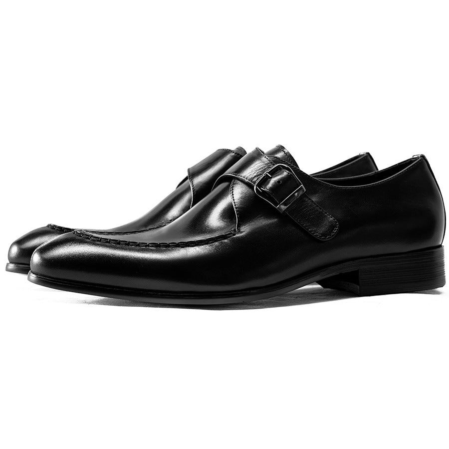 Men's British Cowhide Pointed Business Formal Wear Leather Shoes