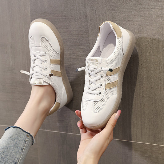 Women's White Summer Hollow Flat Soft Bottom Casual Shoes