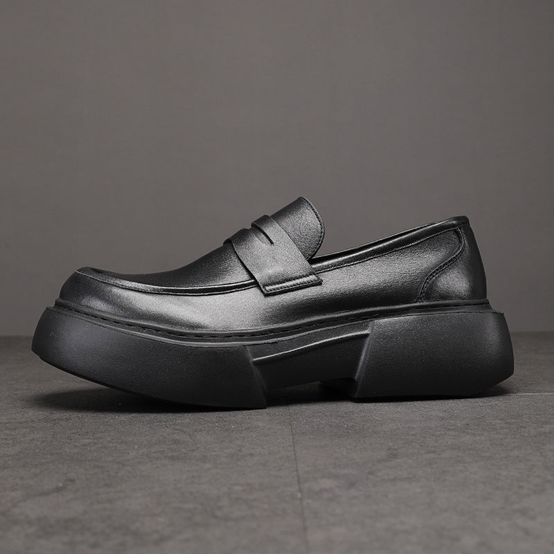 Men's White Slip-on Fashion Raise The Bottom Lazy Korean Loafers