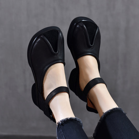 Price Thick Bottom Toe Cap Genuine Sandals