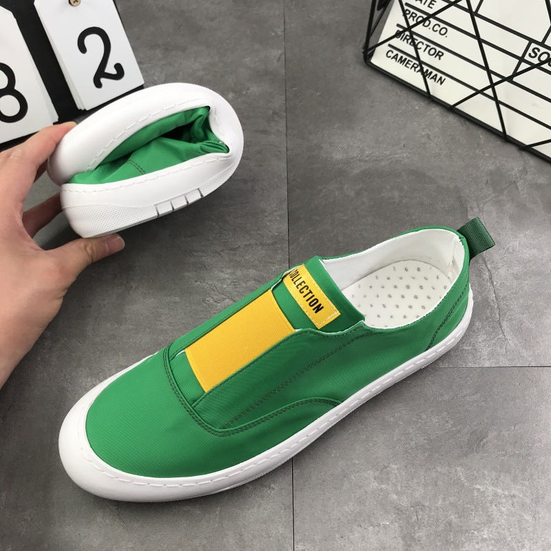 Men's Summer White Smart Guy Breathable Skateboard Slip-on Sneakers