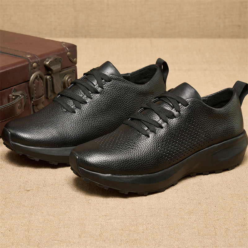 Layer Cowhide Pigskin Lining Rubber Sole Leather Shoes