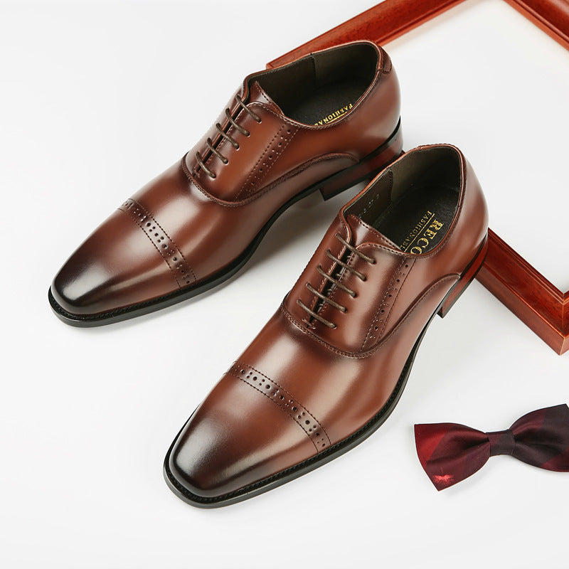 Men's British Style Carved Business Formal Wear Leather Shoes