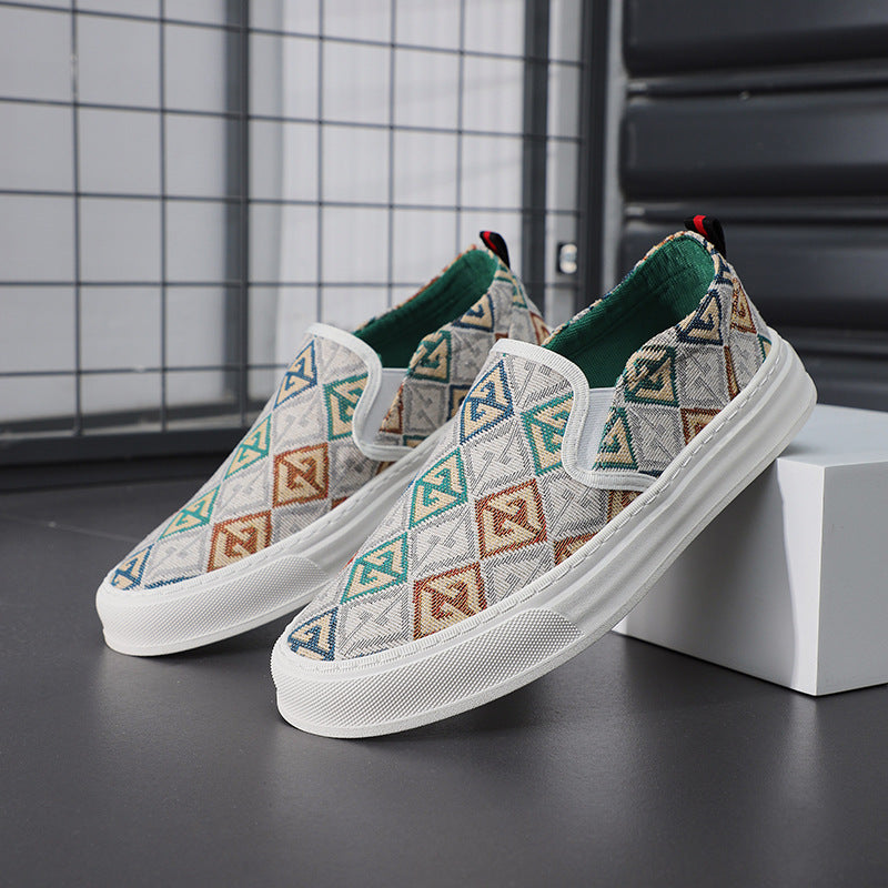 Men's Vintage Cloth Sail Breathable Camouflage Knitted Trendy Canvas Shoes