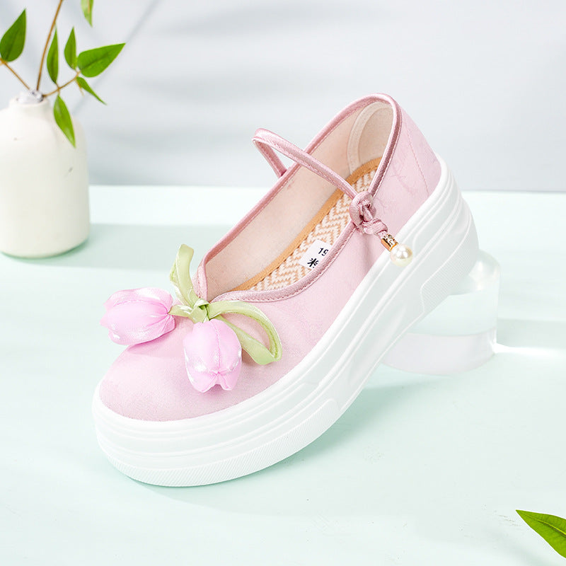 Women's Thick-soled Increased Pumps Performance Ancient Han Canvas Shoes
