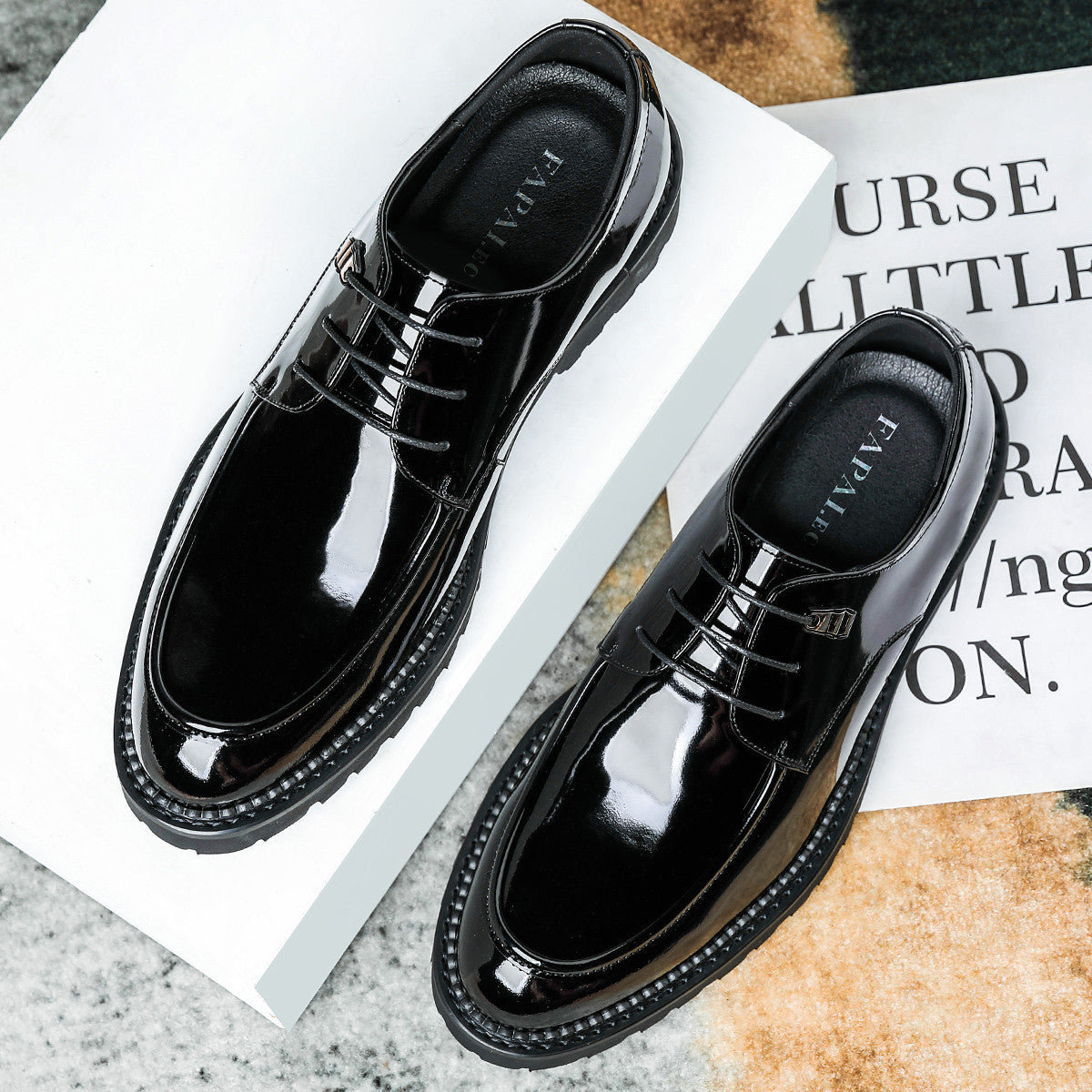 Men's Business High-grade Genuine Patent British Style First Layer Cowhide Leather Shoes