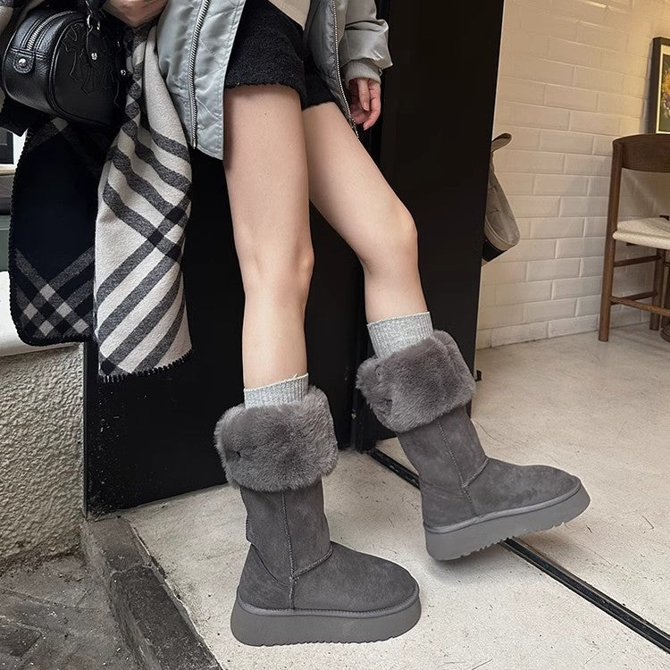 Knee-high Female Winter Platform Fleece-lined Thicker Snow Boots