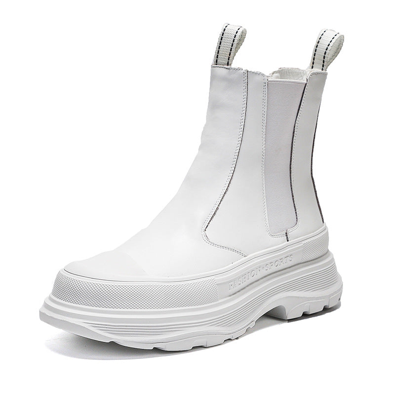 Men's Trendy Platform Cow Split Breathable Chelsea Boots