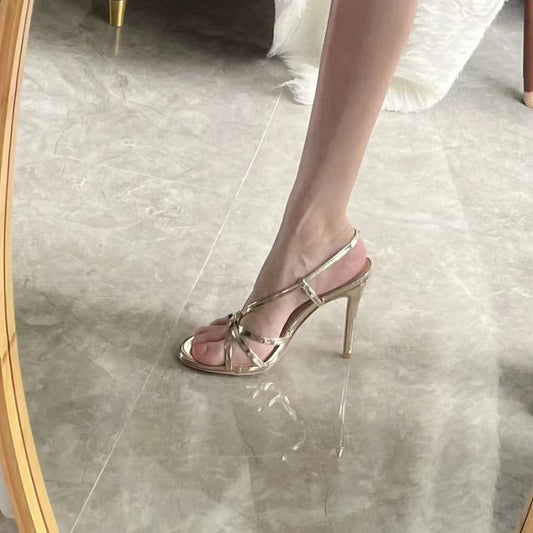 Spring High Gold Strap Sexy Temperament Heels