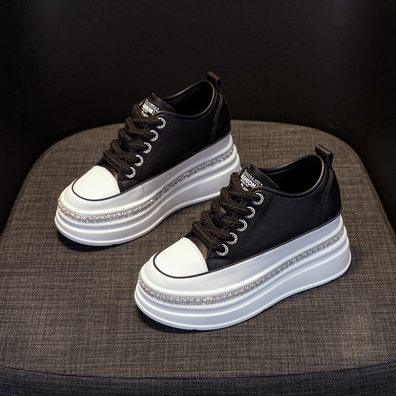 Women's Hidden White Fleece-lined Autumn Platform Sports Heels