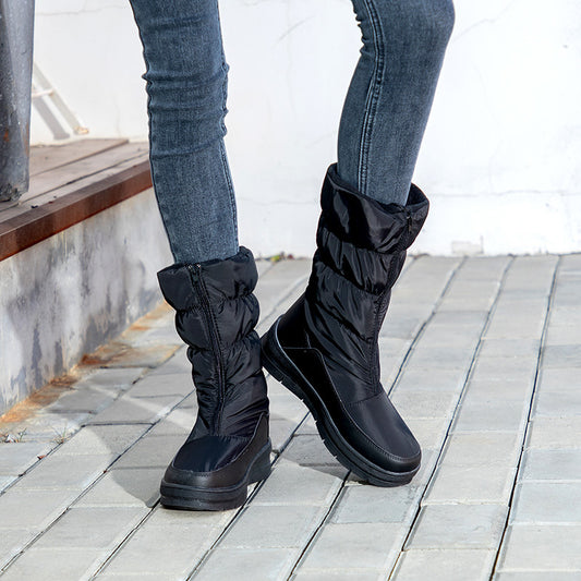 Women's Fleece-lined Warm Ski Resort Travel Slimming Leg Snow Boots