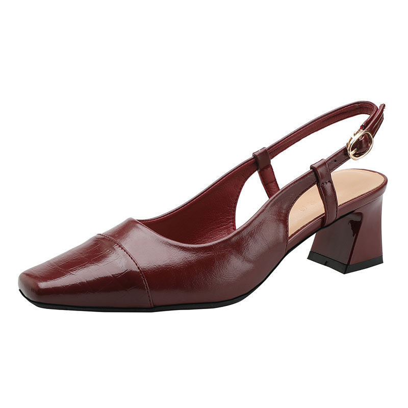 Women's High Closed Toe French Chunky Back Heels