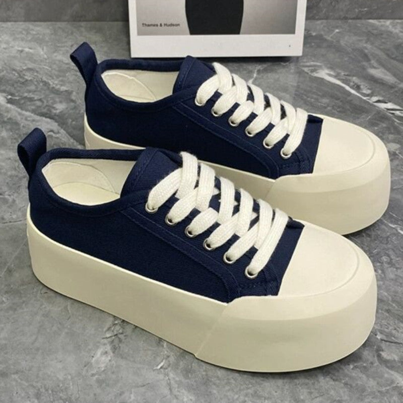 Beautiful Women's Summer Thick-soled Increased White Canvas Shoes