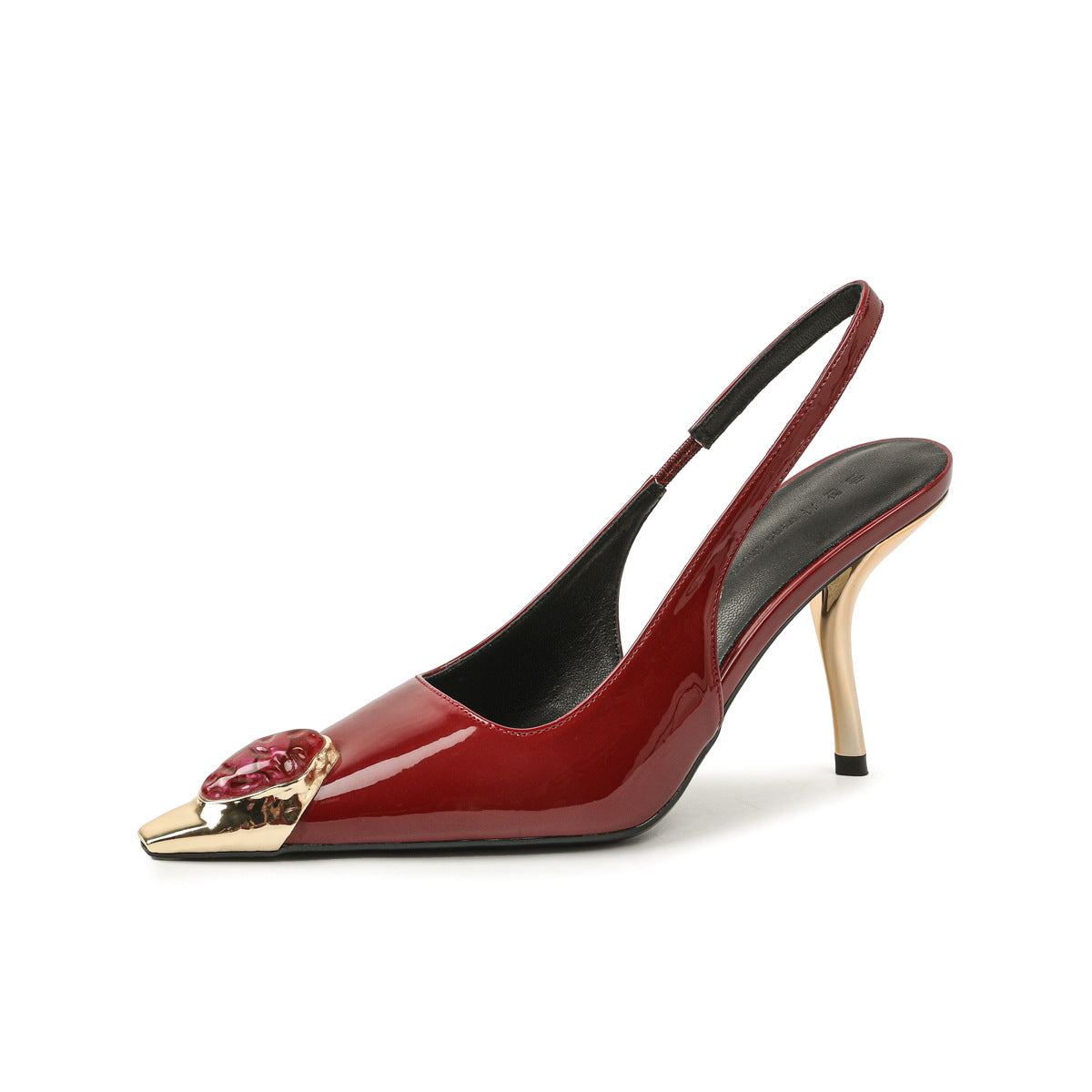 Women's Beautiful French Patent Wine Red High Heels