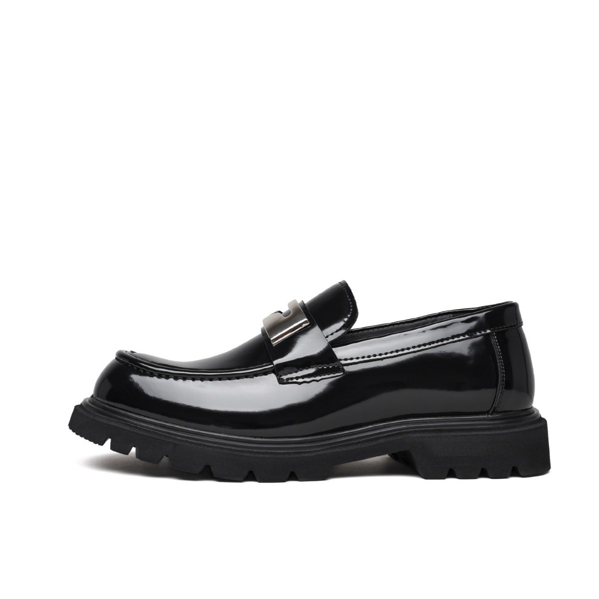 Men's Cowhide Daily Foam Platform Glossy Formal Leather Shoes