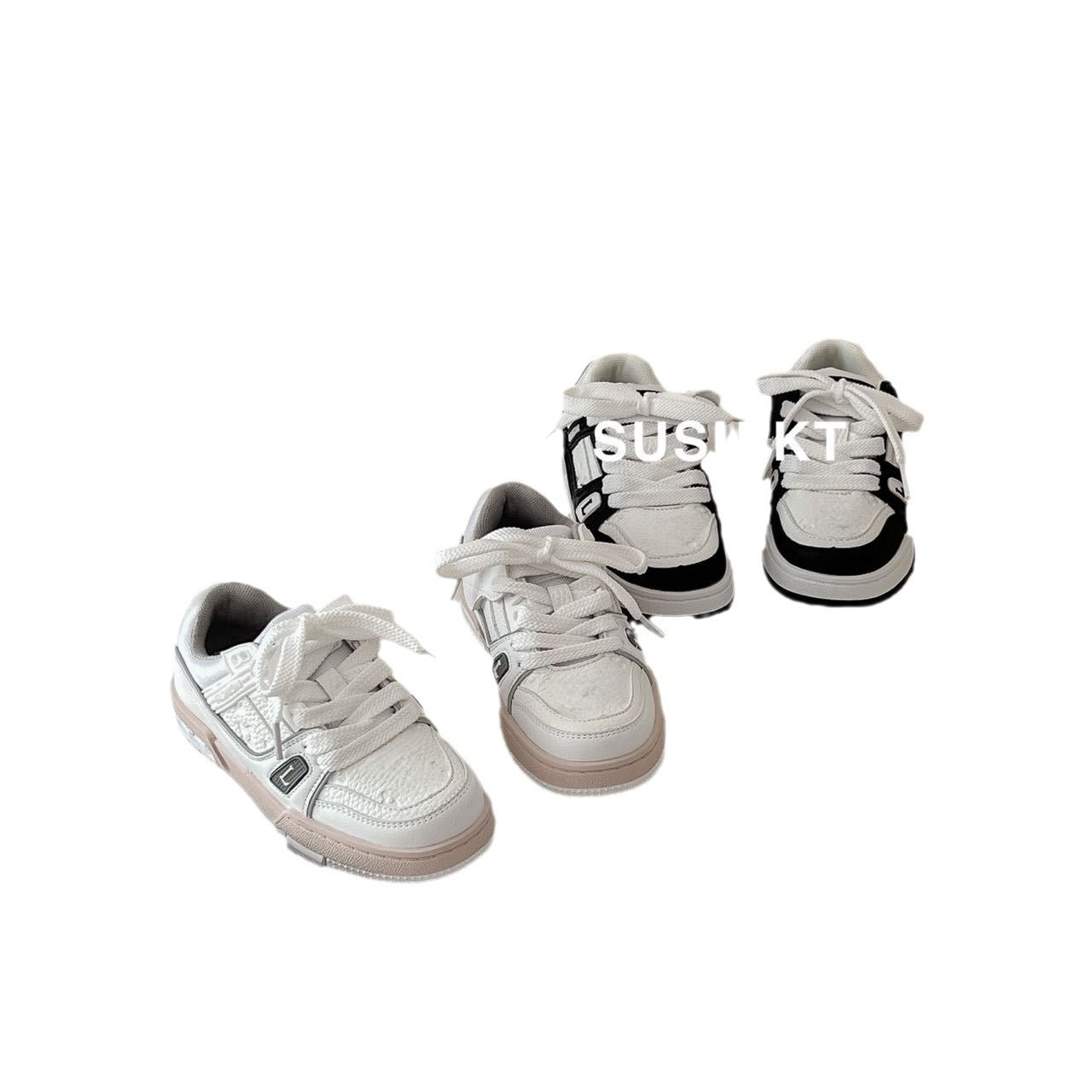 Children's Boys Autumn Fashion Soft Bottom Skateboard White Lightweight Kid's Sneakers