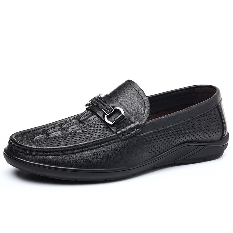Men's Trendy Breathable Genuine Soft Bottom Hollow Loafers
