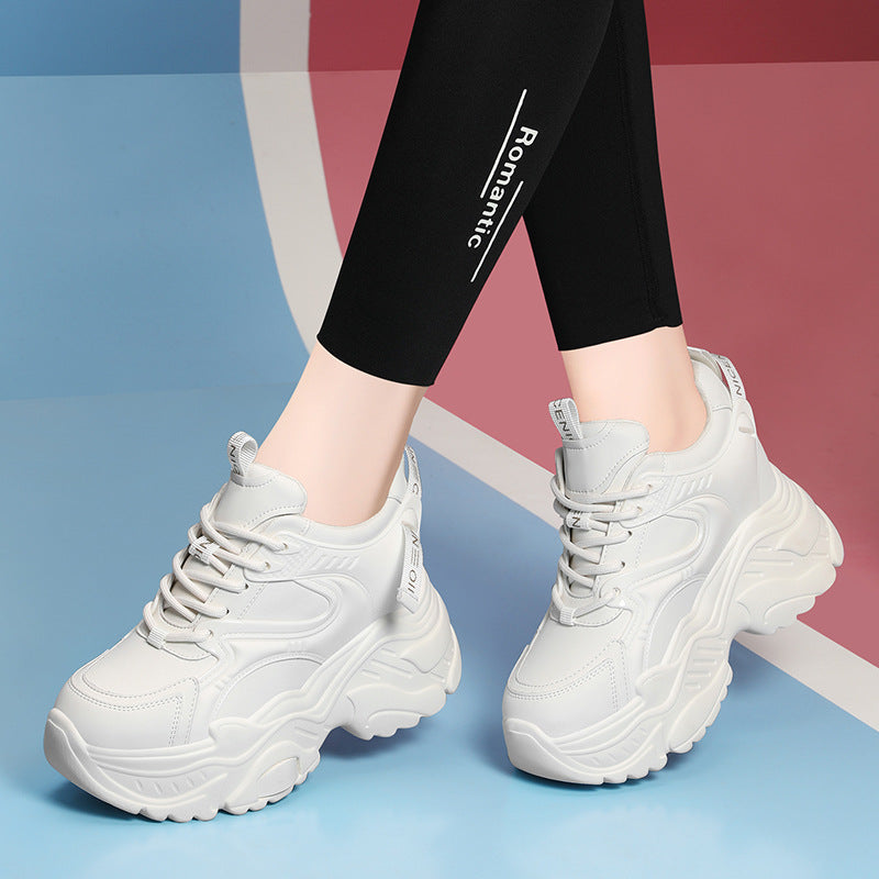 Women's Sports Platform Black Daddy Height Increasing Sneakers