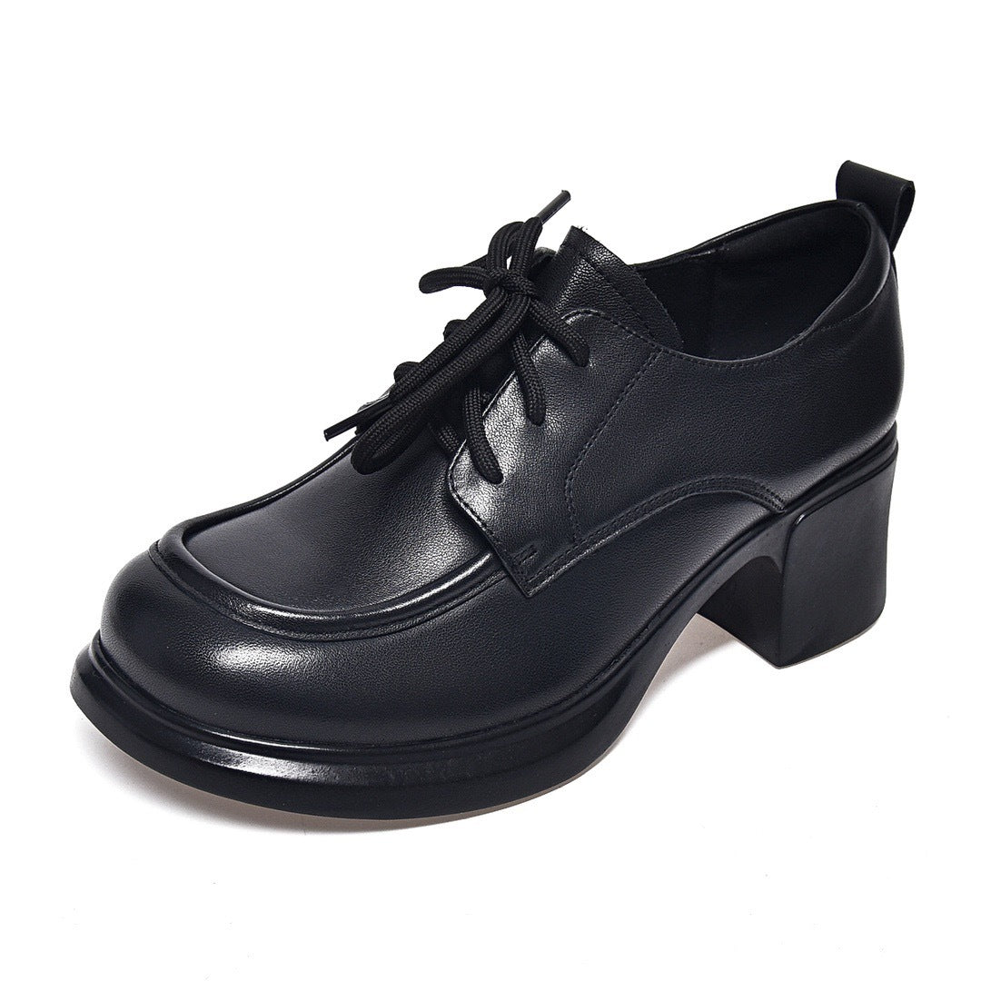 Women's Flat Retro Brown Thick Sole Deep Women's Casual Shoes