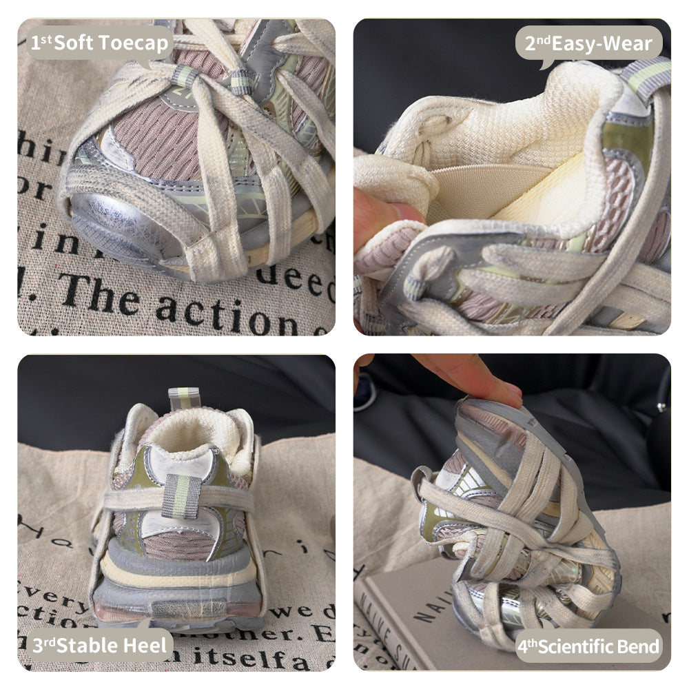 Children's Spider Web Paris Autumn Thick Bottom Kid's Sneakers