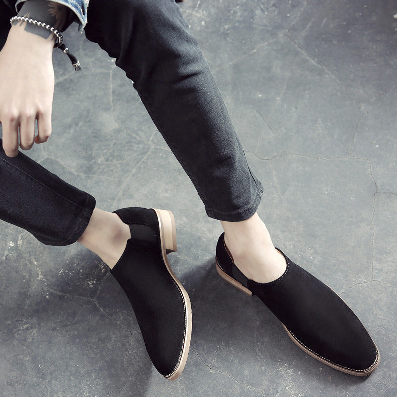 Men's Korean Style Pointed British Suede Calf Men's Shoes