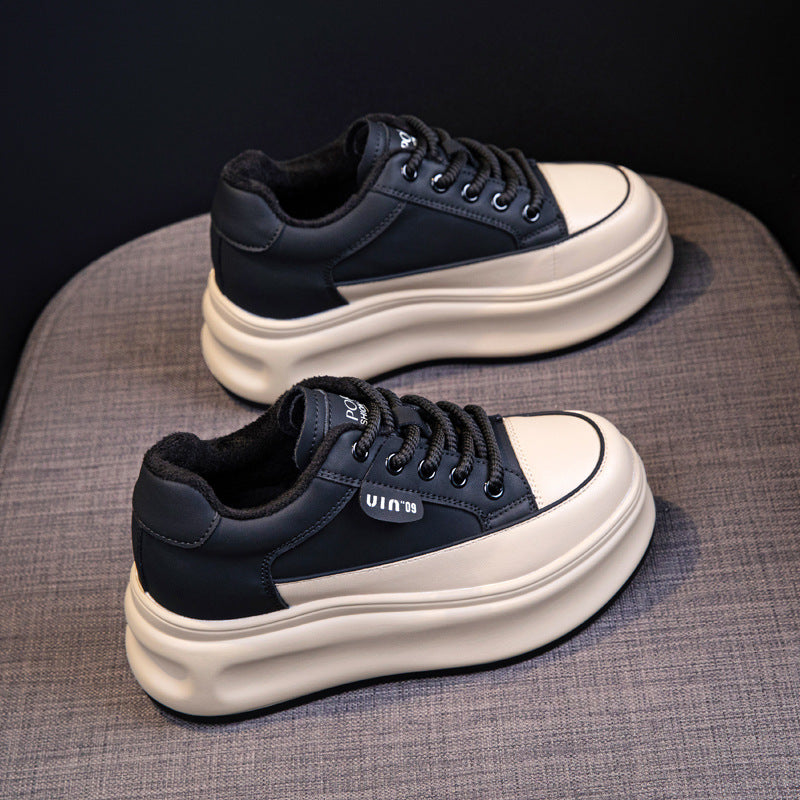 Women's Small Thick-soled Muffin Height Increasing Thermal Casual Shoes