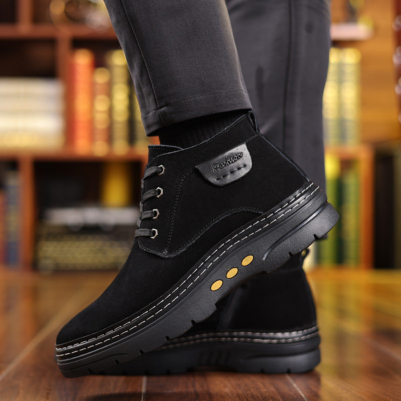 Men's Wool Fur Integrated Warm Leisure Ankle Men's Shoes