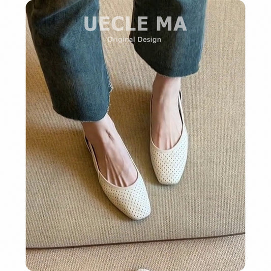 Soft Sheepskin French Cool Pumps Female Square Toe Heels