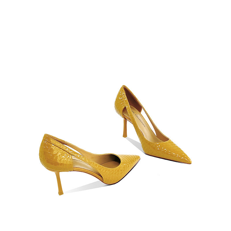 Women's High Pointed Toe Stiletto Side Empty Women's Shoes