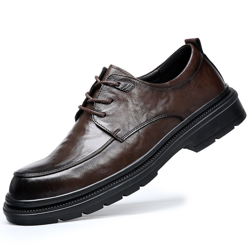 Men's Spring Pure Business Formal Wear Breathable Leather Shoes