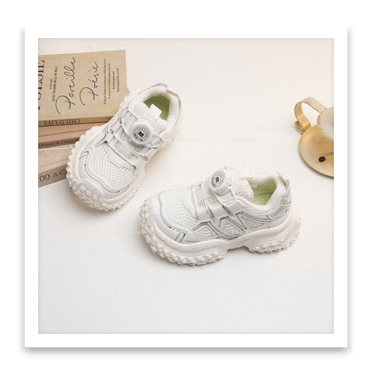 Children's Paris Fashion Retro Spring Double Net Kid's Sneakers