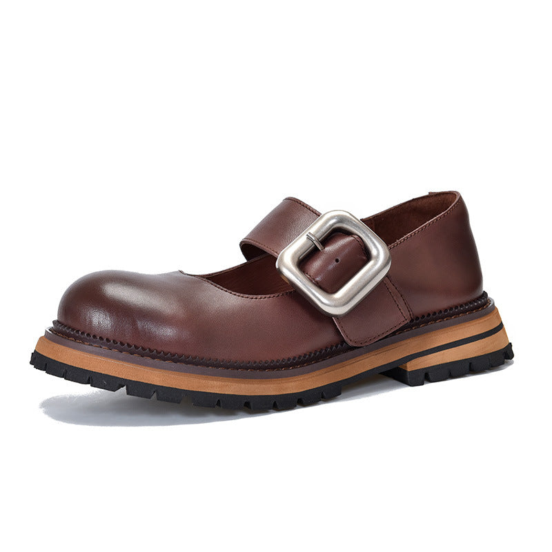 Women's Activity Price Metal Buckle Round Head Thick Women's Shoes