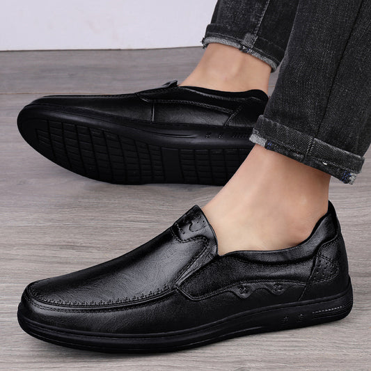 Men's First Layer Cowhide Soft Bottom Breathable Leather Shoes