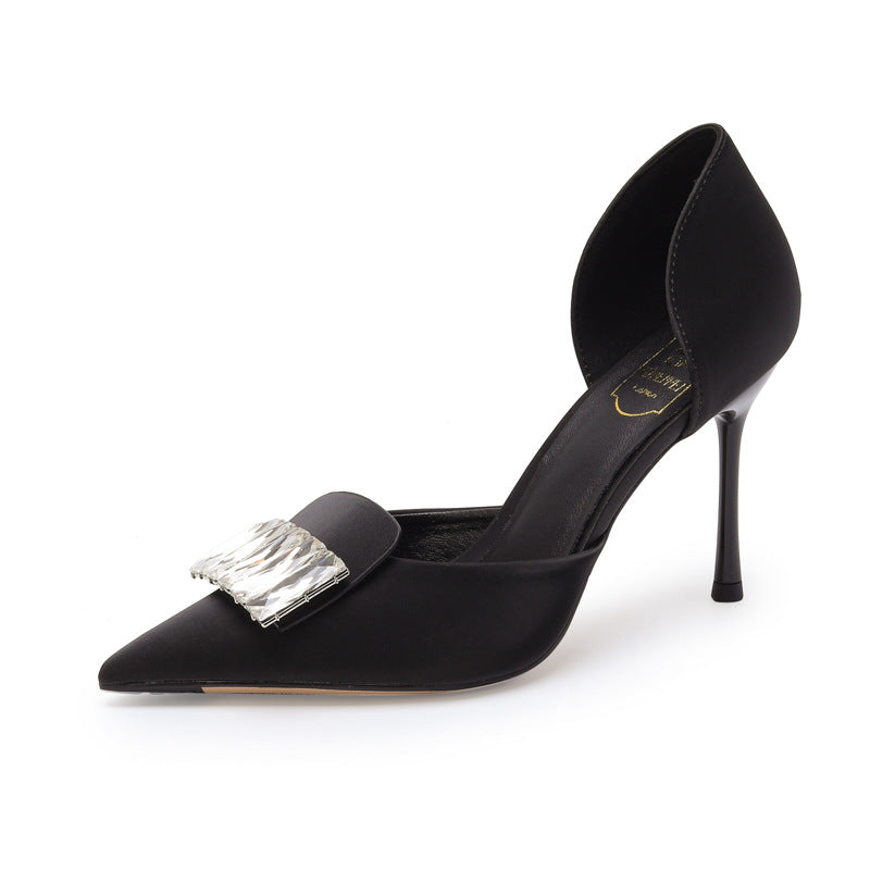 Women's Fashion Rhinestone Hollow High Summer Low-cut Stiletto Women's Shoes