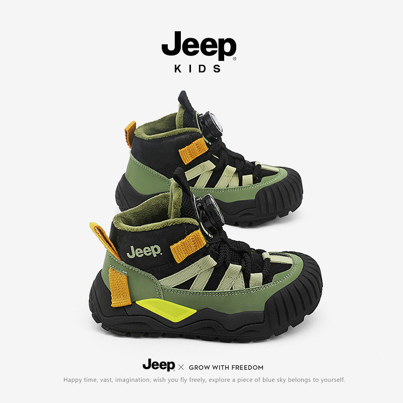 Children's Knob Fleece-lined Two Cotton Sports Winter Kid's Sneakers
