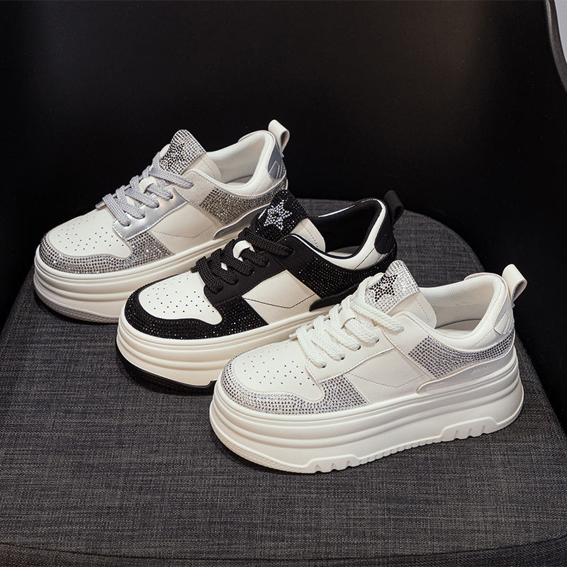 Women's Rhinestone Platform White Small Size Autumn Casual Shoes